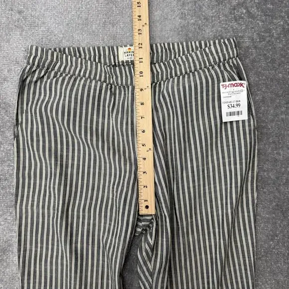 Marine Layer Pants Women Medium Black White Stripe Tencel Pull On Relaxed Casual - Picture 8 of 12